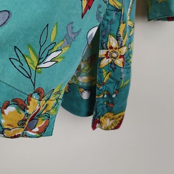 John Mark Embroidered Floral Roll Tab Sleeve Tunic Size Large - Picture 9 of 14